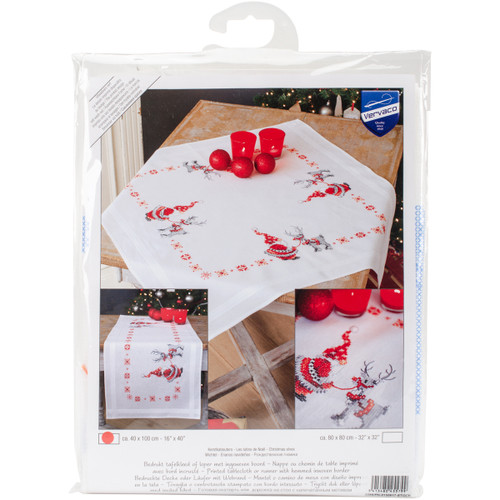 Vervaco Stamped Table Runner Cross Stitch Kit 16"X40"-Christmas Elves - V0150617 - 54134804557995413480455799