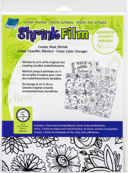 Grafix Artist Series Printed Shrink Film 8.5"X11" 4/Pkg-Bloom, Home, Script, Butterflies - KSF4ASST-MN - 096701148547 Grafix Artist Series Printed Shrink Film 8.5"X11" 4/Pkg-Bloom, Home, Script, Butterflies - KSF4ASST-MN - 096701148547