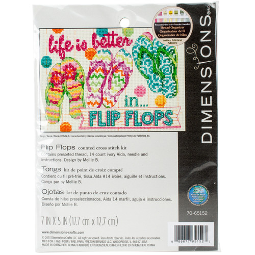 Dimensions Mini Counted Cross Stitch Kit 7"X5"-Flip Flops (14 Count) 70-65152 - 088677651527