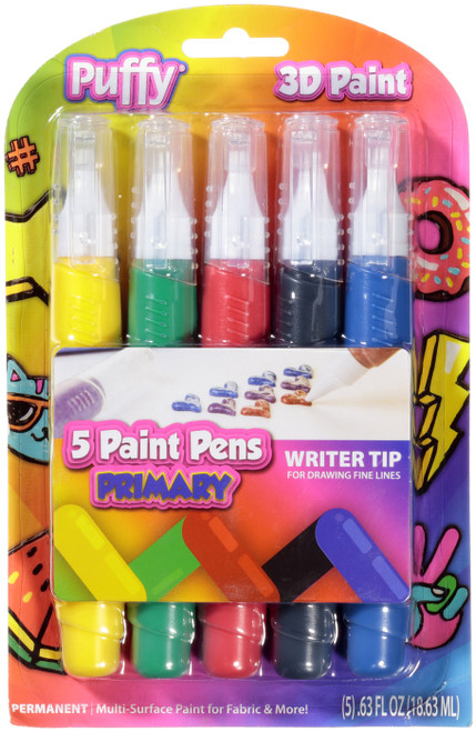 Puffy Paint Pens .63oz 5/Pkg-Primary -26196 - 017754261960