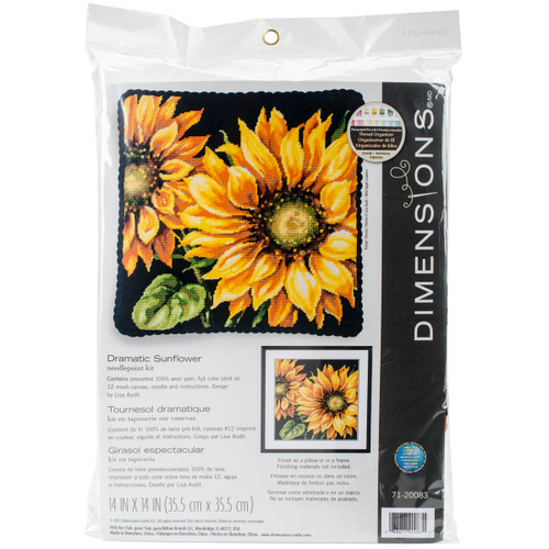 Dimensions Needlepoint Kit 14"X14"-Dramatic Sunflower Stitched In Wool 71-20083 - 088677200831