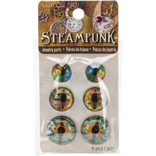 Solid Oak Steampunk Acrylic Accents 6/Pkg-Dragon Eyes Brights STEAM178 - 845227040541
