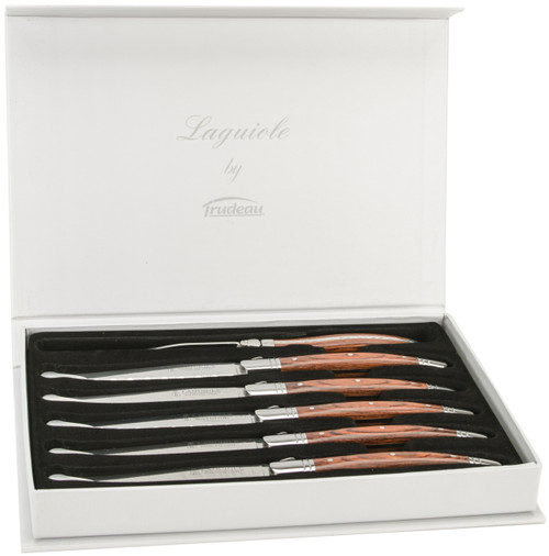 Trudeau Laguiole Wood Handle Steak Knives Set Of 6-Brown & Gray - 0973046