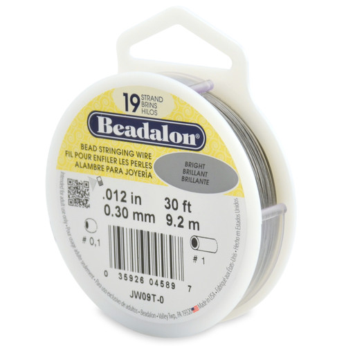 Beadalon Stringing Wire 19-Strand .012"X30'-Bright - JW09T-0 - 035926045897