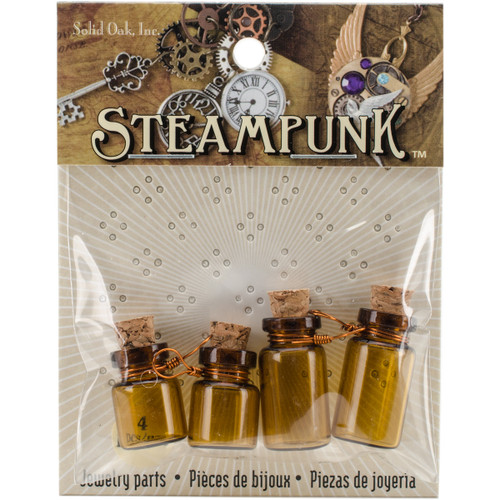 Solid Soak Steampunk Glass Accents 4/Pkg-Poison Bottle STEAM091 - 845227027276