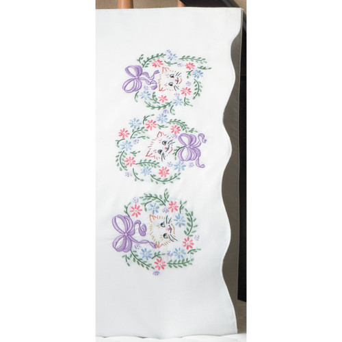 Tobin Stamped For Embroidery Pillowcase Pair 20"X30"-Flower Cats - 232036