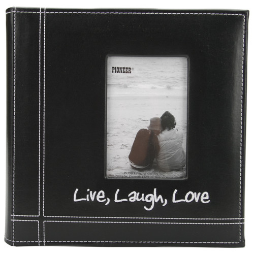 Pioneer Embroidered Stitched Leatherette Photo Album 9"X9"-Live, Laugh & Love Black DA200LLL - 023602624054