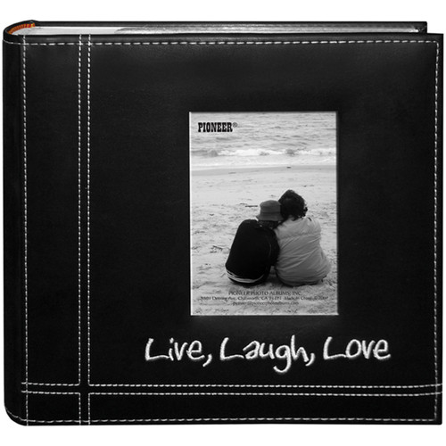 Pioneer Embroidered Stitched Leatherette Photo Album 9"X9"-Live, Laugh & Love Black DA200LLL