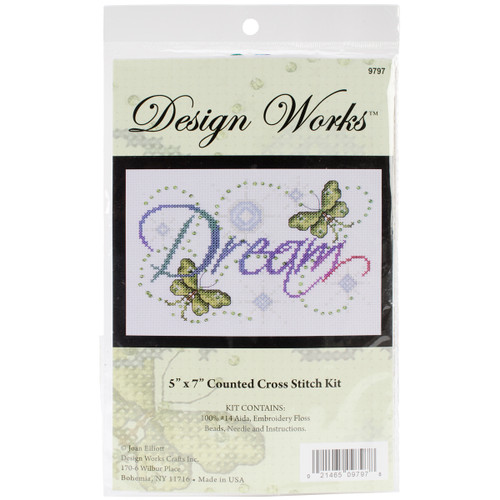 Design Works Counted Cross Stitch Kit 5"X7"-Dream (14 Count) - DW9797 - 021465097978 Design Works Counted Cross Stitch Kit 5"X7"-Dream (14 Count) - DW9797 - 021465097978