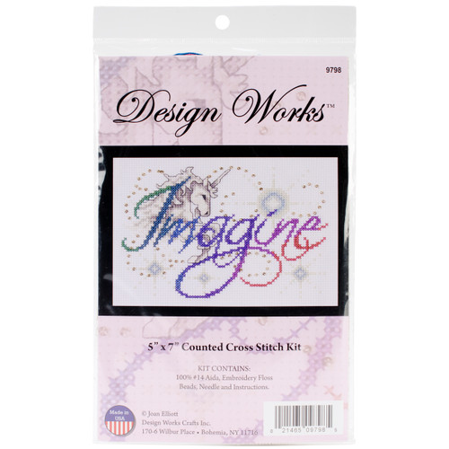 Design Works Counted Cross Stitch Kit 5"X7"-Imagine (14 Count) - DW9798 - 021465097985 Design Works Counted Cross Stitch Kit 5"X7"-Imagine (14 Count) - DW9798 - 021465097985