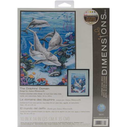 Dimensions Counted Cross Stitch Kit 10"X14"-The Dolphins' Domain (14 Count) 3830 - 088677038304