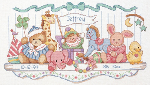 Dimensions Counted Cross Stitch Kit 16"X9"-Toy Shelf Birth Record (14 Count) 3729 - 088677037291