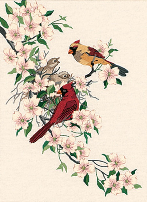 Dimensions Crewel Embroidery Kit 11"X15"-Cardinals In Dogwood 1516