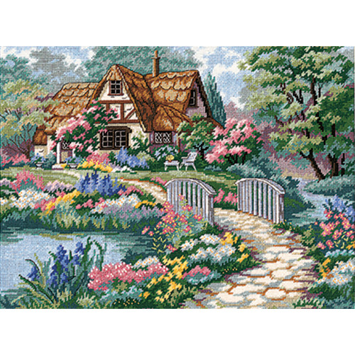 Dimensions Needlepoint Kit 16"X12"-Cottage Retreat Stitched In Thread 2461 - 088677024611
