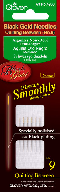Clover Black Gold Quilting Betweens Needles-Size 9 6/Pkg -4960 - 051221403361