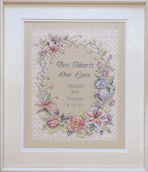 Dimensions Stamped Cross Stitch Kit 11"X14"-Two Hearts Wedding Record 3122 - 088677031220