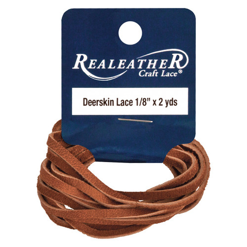 Realeather(R) Crafts Deerskin Lace 1/8"X2yd Packaged-Saddle Tan DOS02-0271 - 870192000726