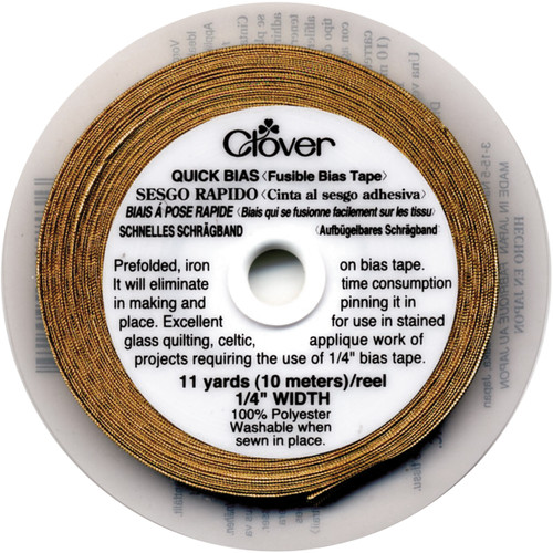 Clover Quick Bias Fusible Bias Tape .25"X11yd-Gold Lame' 700-G - 051221509025