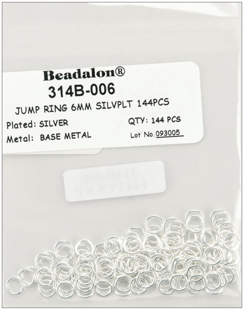 Beadalon Jump Rings 6mm 144/Pkg-Silver-Plated - 314B-006-144S - 035926053526