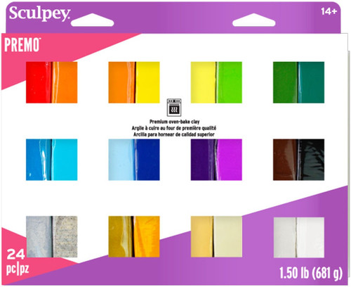 Sculpey Premo Accents Polymer Clay Multipack 1oz 24/Pkg-Assorted Colors PEMP-024 - 715891619209