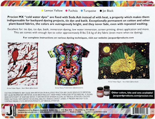 Jacquard Procion MX 4-Color Dye Set W/Soda Ash-Yellow, Fuschia, Turquoise & Black - PMX100S