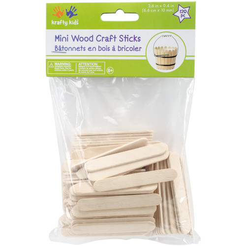 Krafty Kids Mini Craft Sticks-Natural 2.5" 120/Pkg CW494 - 775749149708
