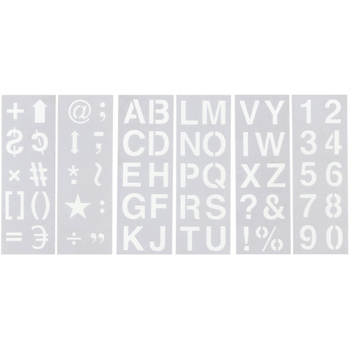 Color Factory Stencil Sheet Set 13"X4.5" 6/Pkg-Alphabet, Numbers & Symbols 2" PA712