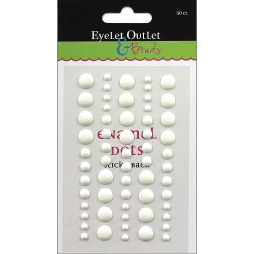 Eyelet Outlet Adhesive-Back Enamel Dot 60/Pkg-White - EN60-E8D - 810787021736