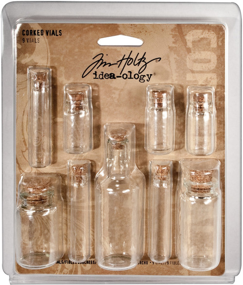 Idea-Ology Corked Glass Vials 9/Pkg-Clear 1.25" To 3" TH92899 - 040861928990