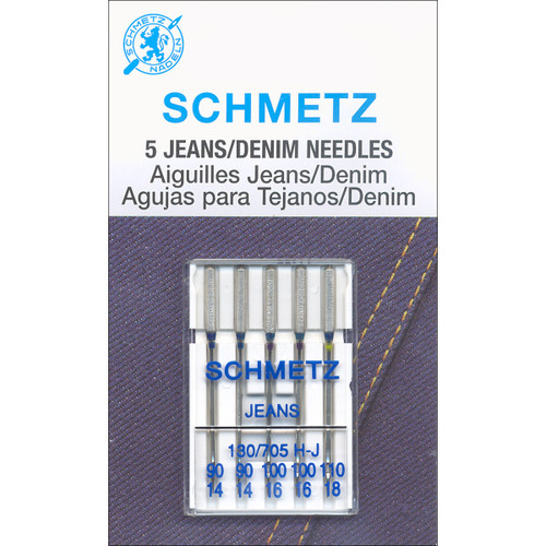 Schmetz Jean & Denim Machine Needles-Sizes 14/90 (2), 16/100 (2) 18/110 (1) 1836 - 036346918365
