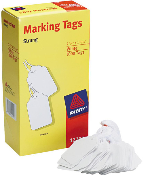 Avery White Marking Tags 2.75"X1.6875" 1000/Pkg-Strung - 12201