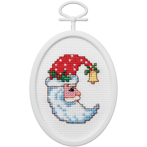 Janlynn Mini Counted Cross Stitch Kit 2.75" Oval-Celestial Santa (18 Count) 1143-38