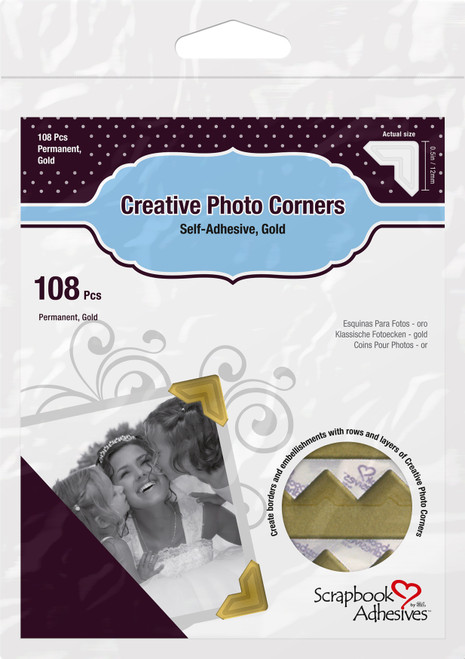 Scrapbook Adhesives Paper Photo Corners Self-Adhesive 108/Pk-.5" Gold -3L-PC-1625 - 093616016251