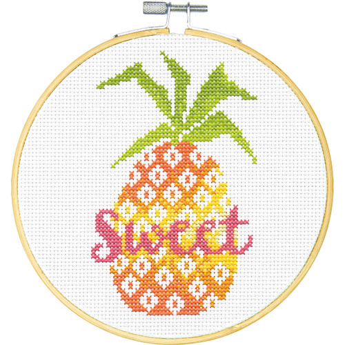 Dimensions Counted Cross Stitch Kit 6" Round-Sweet Pineapple (14 Count) 72-75179