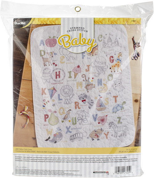 Bucilla Stamped Cross Stitch Crib Cover Kit 34"X43"-ABC Baby 47805 - 046109478050