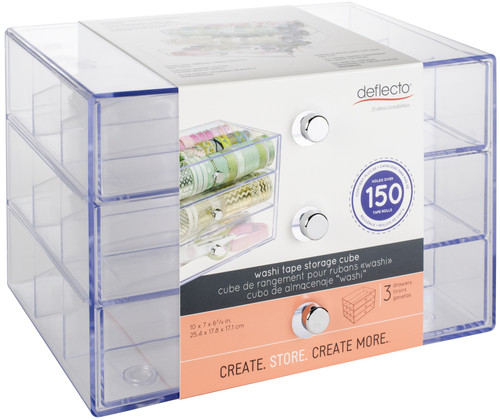 Deflecto Washi Tape Storage Cube-Clear, 10"Wx7"Hx6.8"D - 350901CR Deflecto Washi Tape Storage Cube-Clear, 10"Wx7"Hx6.8"D - 350901CR