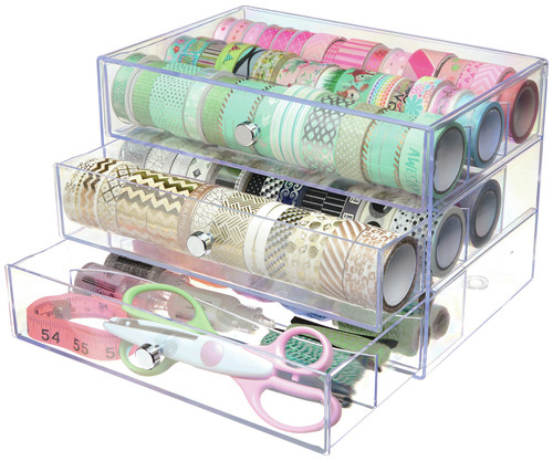 Deflecto Washi Tape Storage Cube-Clear, 10"Wx7"Hx6.8"D - 350901CR Deflecto Washi Tape Storage Cube-Clear, 10"Wx7"Hx6.8"D - 350901CR