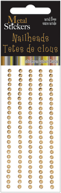 Mark Richards Metal Stickers Nailheads 3mm Round 125/Pkg-Gold MS3MM-3881 - 842672020050