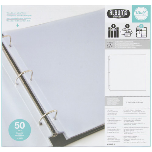 We R Ring Photo Sleeves 12"X12" 50/Pkg-Full Page WR660149 - 633356601494