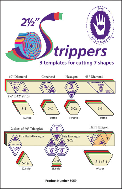 Marti Michell 2-1/2" Strippers Templates-3 Templates For 7 Shapes -8059M - 715363080599