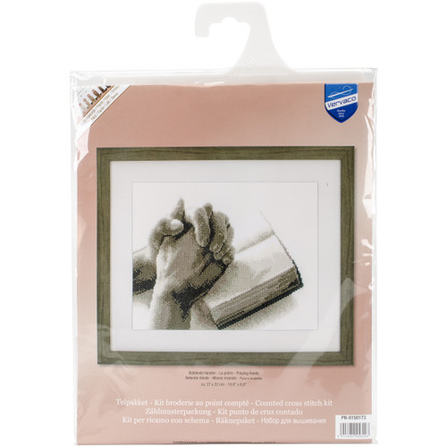 Vervaco Counted Cross Stitch Kit 10.75"X8.75"-Praying Hands On Aida (14 Count) V0150173 - 54134804560935413480456093
