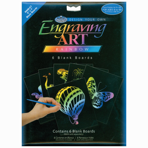 Royal & Langnickel(R) Foil Engraving Blank Board 5"X7" 6/Pk-Rainbow - BEF57-RAIN - 090672005434