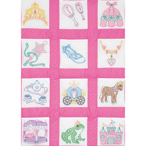 Jack Dempsey Themed Stamped White Quilt Blocks 9"X9" 12/Pkg-Princess - 737 889 Jack Dempsey Themed Stamped White Quilt Blocks 9"X9" 12/Pkg-Princess - 737 889