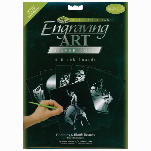 Royal & Langnickel(R) Foil Engraving Blank Board 8"X10" 6/Pk-Silver - BEF810-SILF - 090672001733