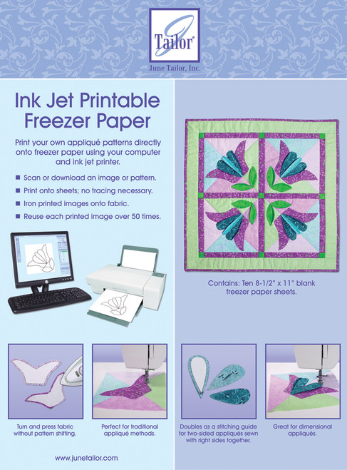 June Tailor Ink Jet Printable Freezer Paper 10/Pkg-8.5"X11" JT408 - 730976040808