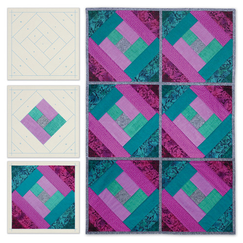 June Tailor Quilt As You Go Printed Quilt Blocks On Batting-London Labyrinth JT1406