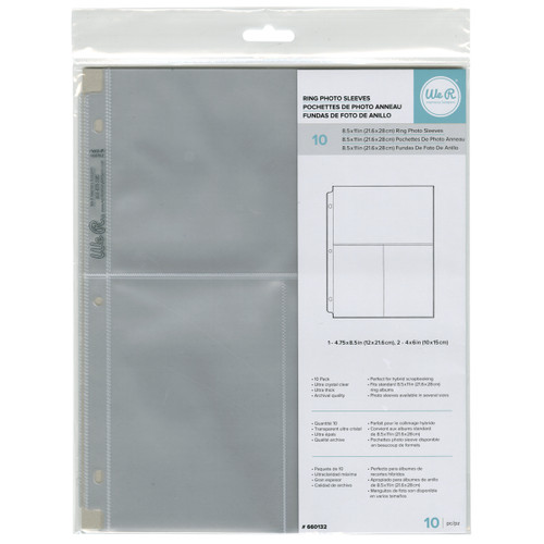 We R Ring Photo Sleeves 8.5"X11" 10/Pkg-(2) 6"X4" Pockets WR660132 - 633356601326