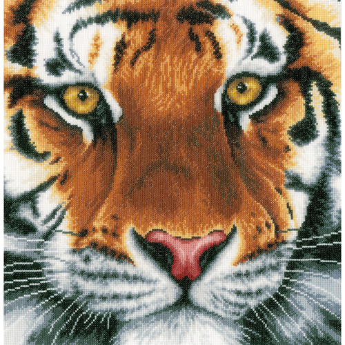 LanArte Counted Cross Stitch Kit 13.75"X13.5"-Tiger On Aida (14 Count) - L0156104