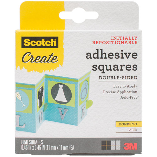 Scotch Adhesive Squares Double-Sided 850/Pkg-.45"X.45" - 009-850 - 051131850460