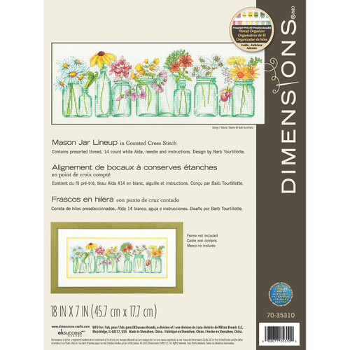 Dimensions Counted Cross Stitch Kit 18"X7"-Mason Jar Lineup (14 Count) 70-35310 - 088677353100